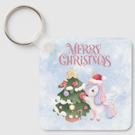 Cute Julenmajs på Gnistra Blå himmel Nyckelring