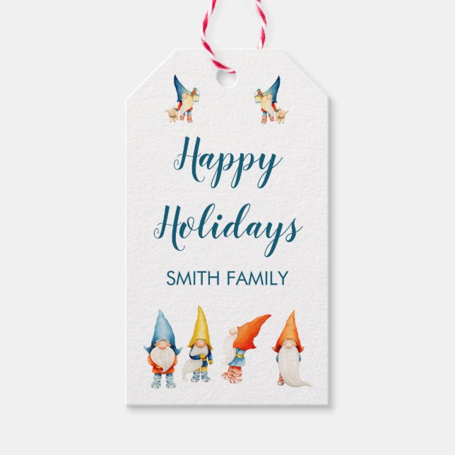 Cute Juletiketters with Elves Presentetikett (Framsidan)