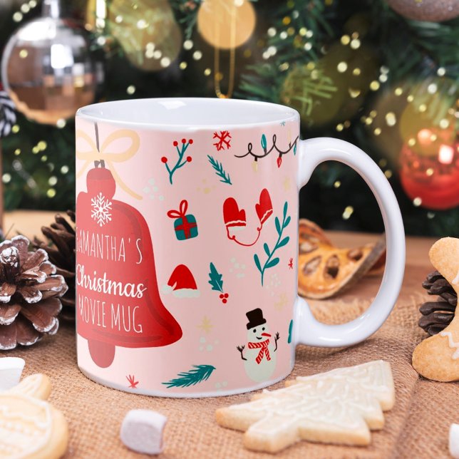 Cute-julfilmen mugg illustration mönster rosa (Skapare uppladdad)
