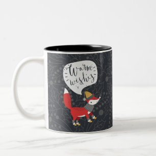 Cute Julfox Illustrerad Fox Art Cute Fox P Två-Tonad Mugg