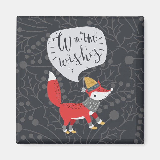 Cute Julfox Illustrerad Fox Art Cute Fox Pi Magnet (Framsidan)