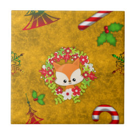 Cute Julfox Kakelplatta