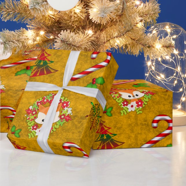 Cute Julfox Presentpapper (Skapare uppladdad)