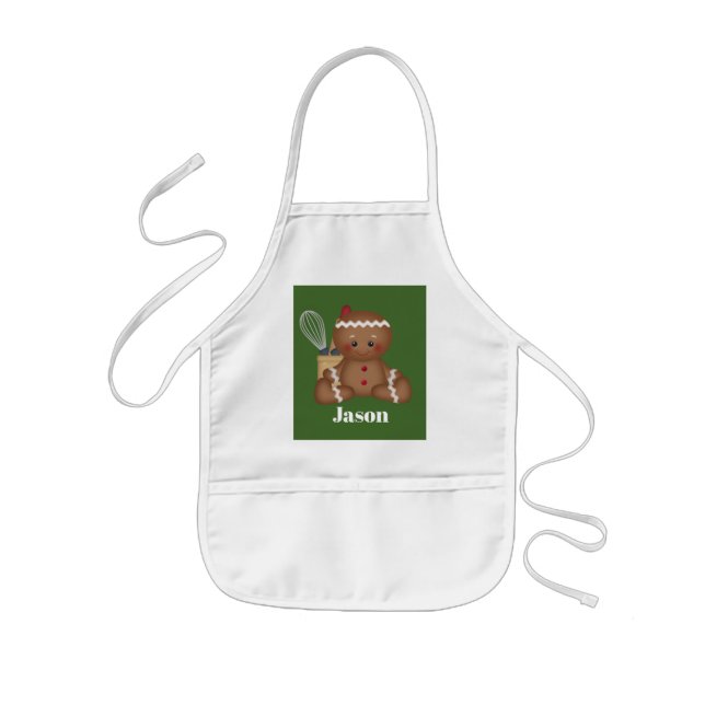 Cute Julgingerbröd - lägg till namn apron Barnförkläde (Framsidan)