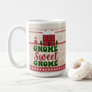 Cute julgnomer röd grönt rolig pun kaffemugg