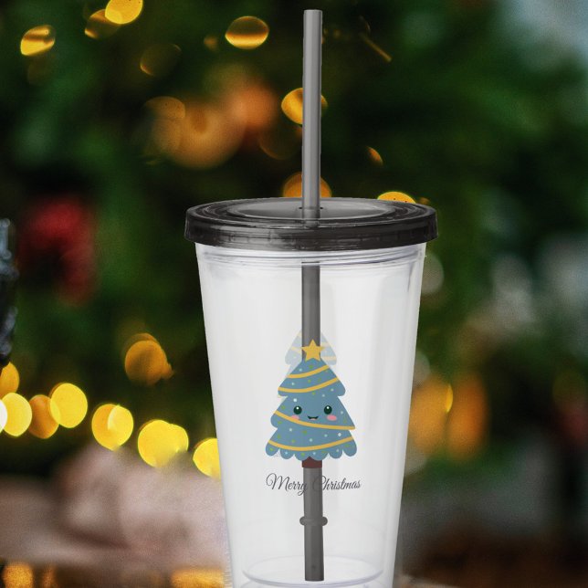 Cute Julgran Acrylic Tumbler Take Away Mugg (Cute Christmas Tree Acrylic Tumbler)