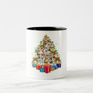 Cute Julgran Boxer Hund Family Julafton Gift Två-Tonad Mugg