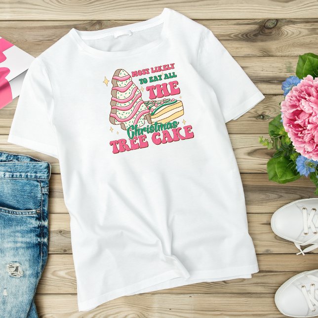 Cute Julgran Cake Rosa Modern Helgdag T Shirt (Skapare uppladdad)