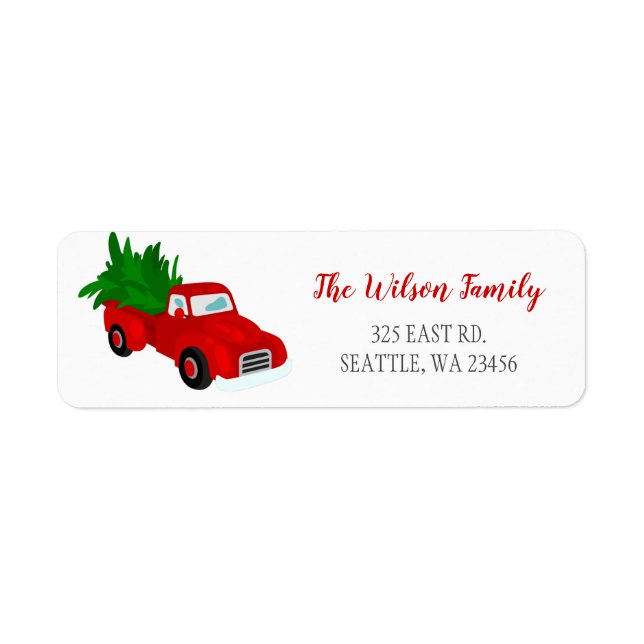 Cute Julgran Car Adress Returadress Etikett (Framsidan)