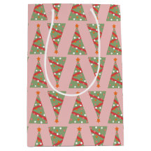 Cute Julgran Helgdag Mönster Rosa Grönt Red