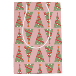 Cute Julgran Helgdag Mönster Rosa Grönt Red