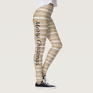 Cute Julgran Helgdag Yule New Years Guld Leggings