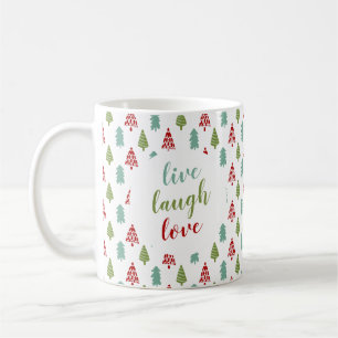 Cute Julgran Live Laugh Kärlek Personlig Kaffemugg