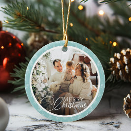Cute Julgran Mönster Family Photo Helgdag Julgransprydnad Keramik
