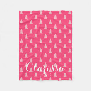 Cute Julgran mönster pastel och shock rosa Fleecefilt