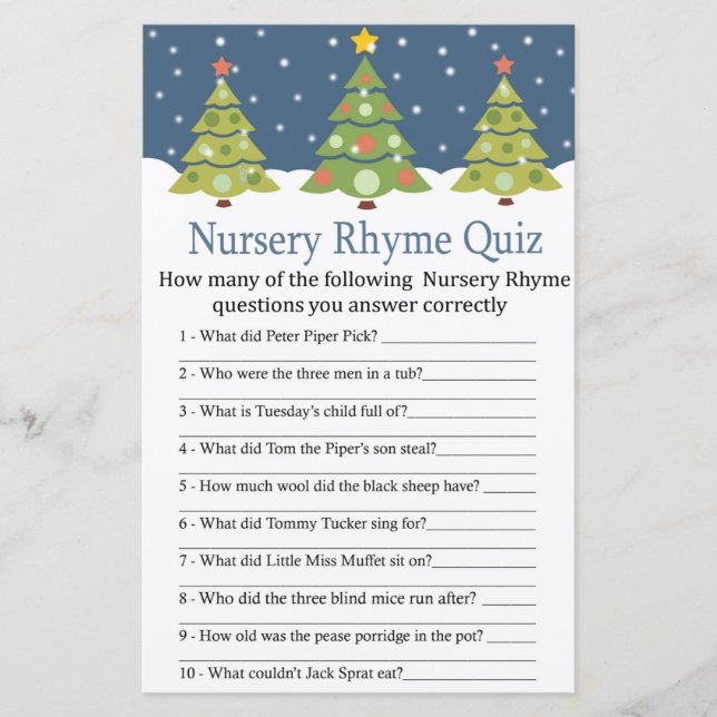Cute Julgran Nursery Rhyme Quiz babydusch (Framsida)