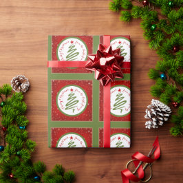 Cute Julgran och Red Background Presentpapper