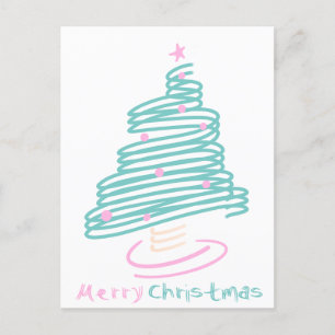 Cute Julgran Rosa Grönt Swirly Vykort