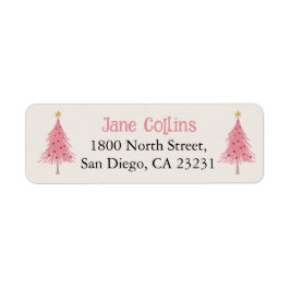 Cute Julgran  Rosa Party Napkins Returadress Etikett