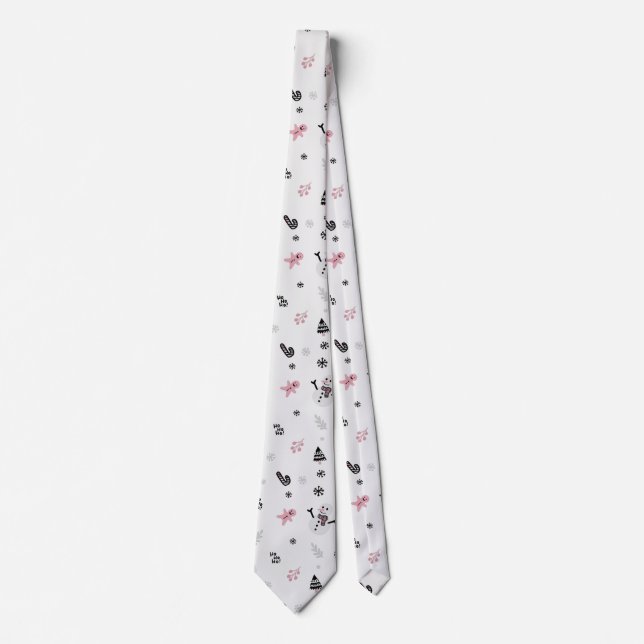 Cute Julgran Snögubbe Candy cane Mönster Slips (Framsida)