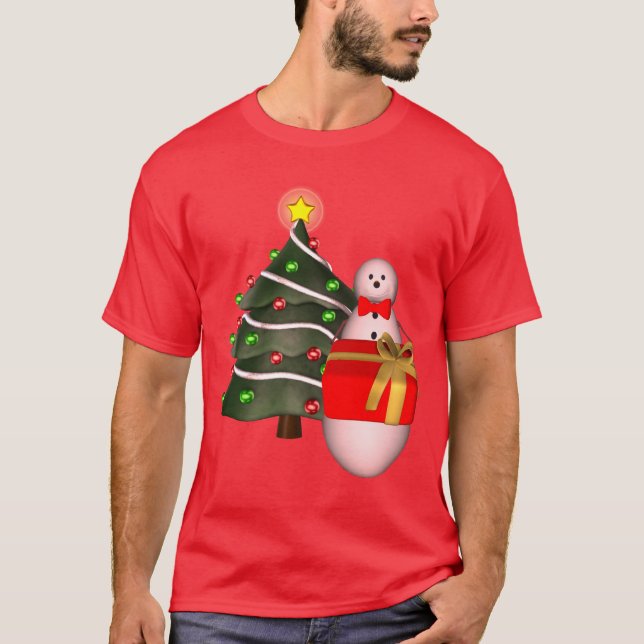 Cute julgran Snögubbe Helgdag T Shirt (Framsida)