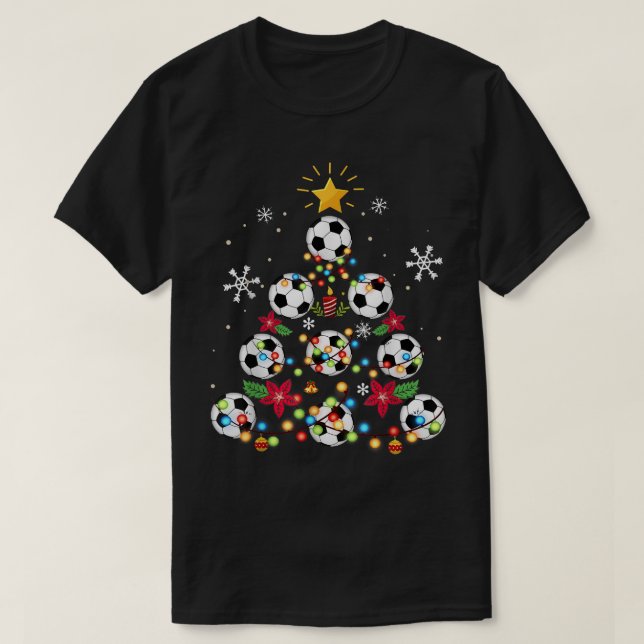 Cute Julgran Soccer Ball Santa Hat Family X T Shirt (Design framsida)