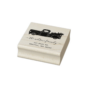 Cute Julgran Vintage Lastbil Returadress Stämpel