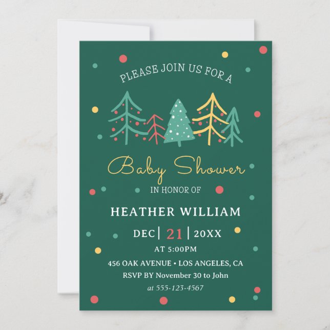 Cute Julgran Winter Boy Shower Inbjudningar (Framsida)
