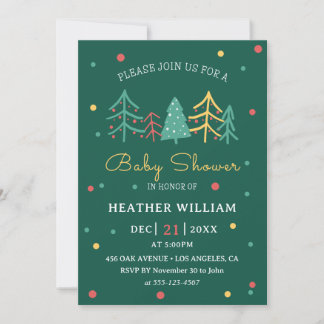 Cute Julgran Winter Boy Shower Inbjudningar