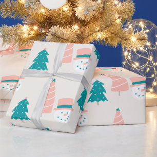 Cute Julgranar och snögubbar Presentpapper