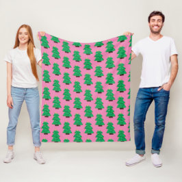 Cute Julgranar på Rosa Fleecefilt