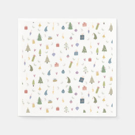 Cute Julgranar Presenter Ornaments Mönster Pappersservett