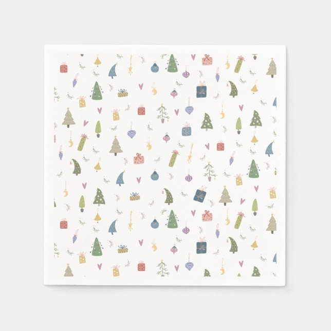 Cute Julgranar Presenter Ornaments Mönster Pappersservett (Framsidan)