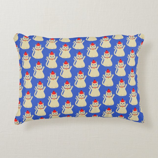 Cute Juli Cat Patterned Dubbla Side Prydnadskudde (Framsidan)