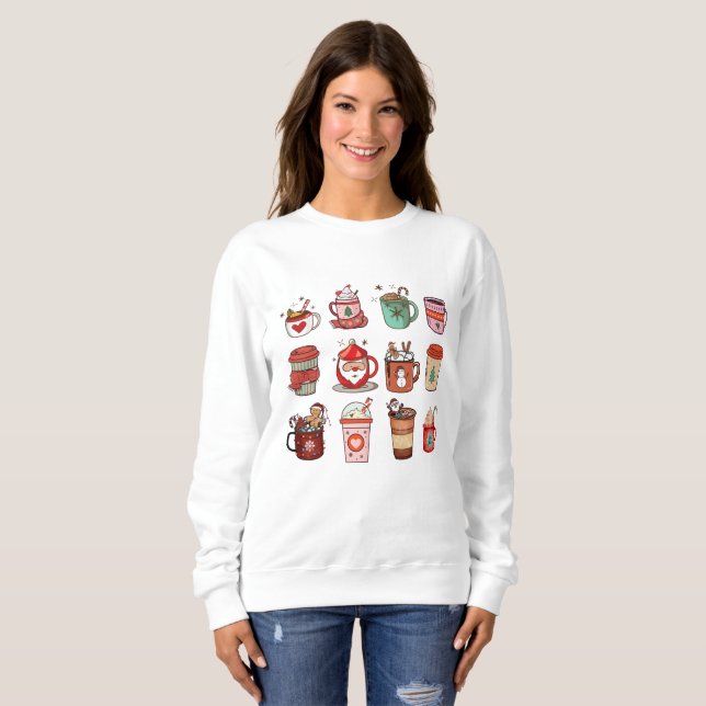 Cute Julkaffe Cocoa Retro Peppermynt T Shirt (Hel framsida)
