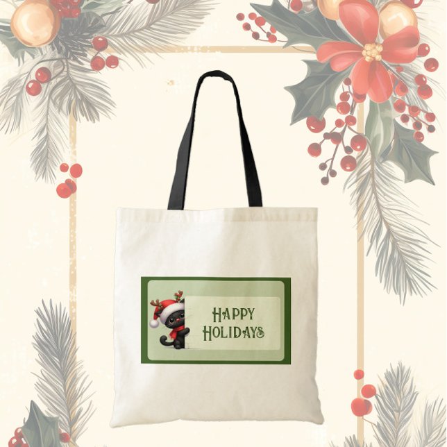 Cute Julkatt - Glad helg Tote Bag Tygkasse (Skapare uppladdad)