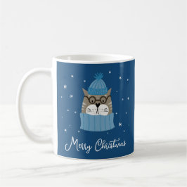 Cute-julklapp i Mysiga Sticka Snöflingor Blue Kaffemugg