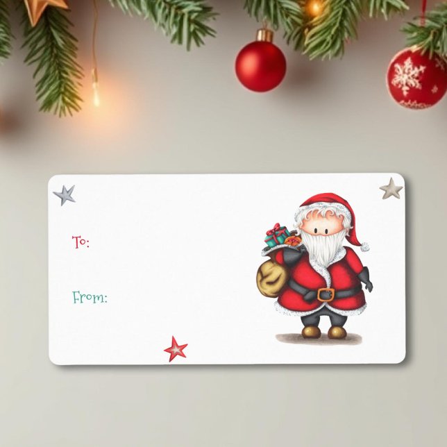 Cute-julklapp märkre Jultomten (till och från) Fraktsedel (Skapare uppladdad)