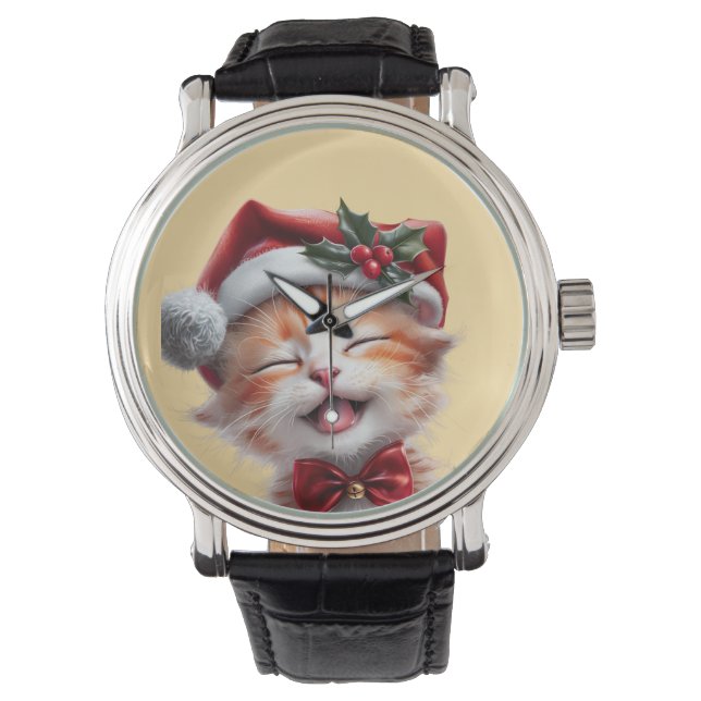 Cute-julklapp med Santa Hat och Bow Tie Armbandsur (Framsida)
