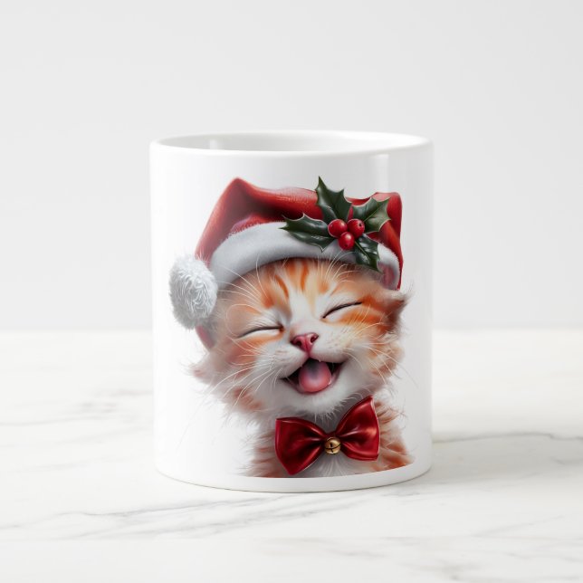 Cute-julklapp med Santa Hat och Bow Tie Jumbo Mugg (Framsidan)