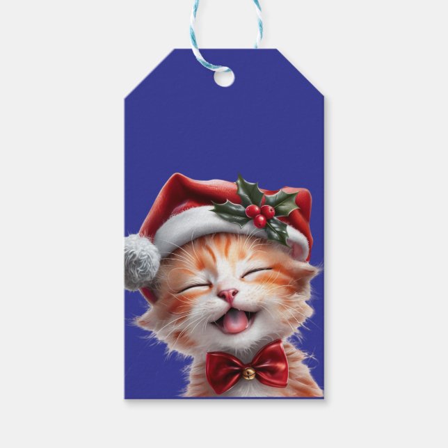 Cute-julklapp med Santa Hat och Bow Tie Presentetikett (Framsidan)