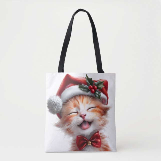 Cute-julklapp med Santa Hat och Bow Tie Tygkasse (Framsida)