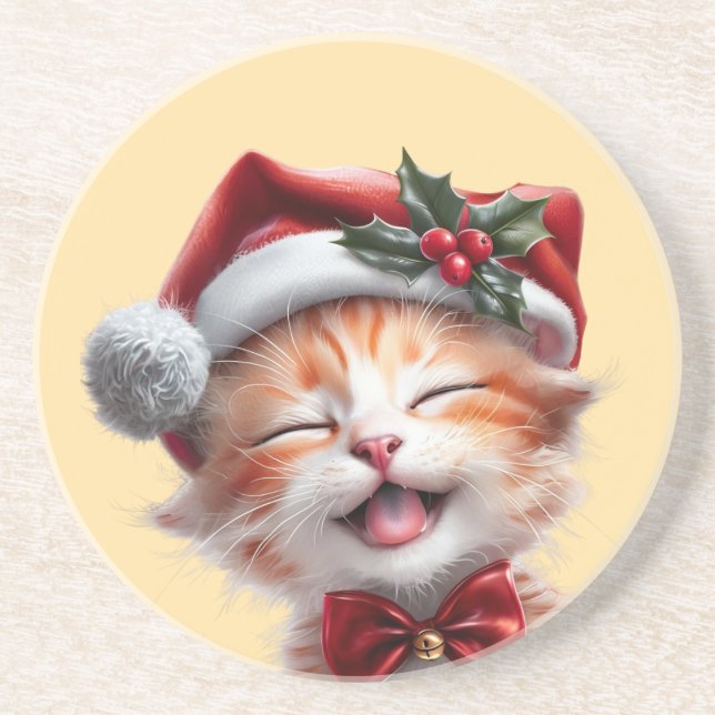 Cute-julklapp med Santa Hat och Bow Tie Underlägg (Framsidan)