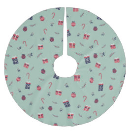 Cute Julklapp Ornaments Mönster Julgransmatta Borstad Polyester