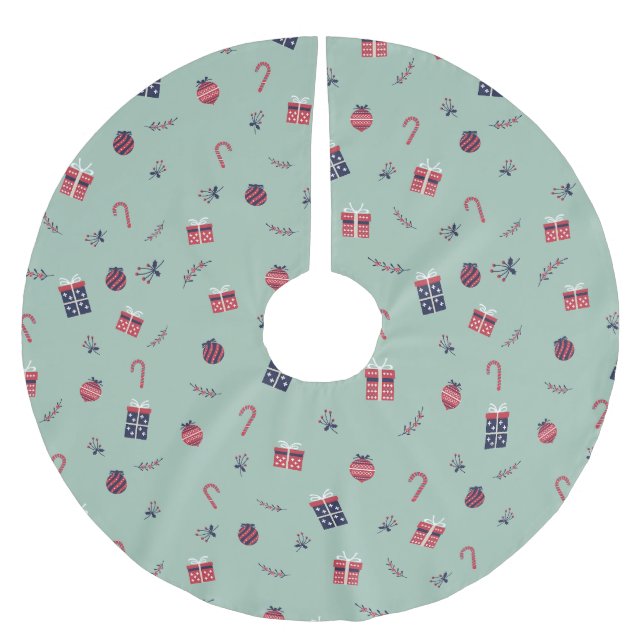 Cute Julklapp Ornaments Mönster Julgransmatta Borstad Polyester (Framsidan)