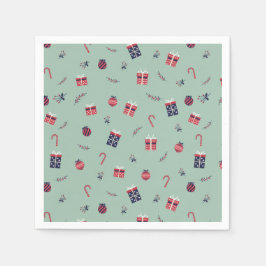 Cute Julklapp Ornaments Mönster Pappersservett