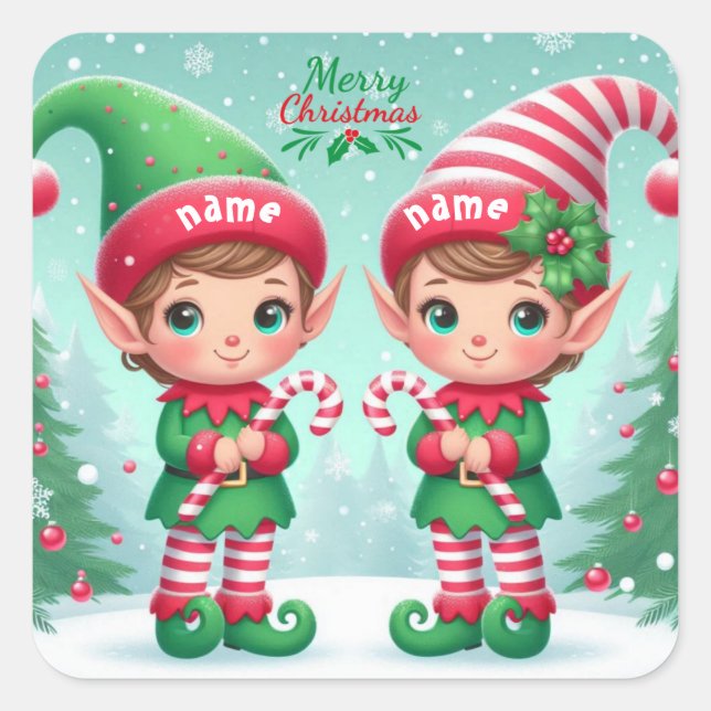 Cute-julklappar Fyrkantigt Klistermärke (Framsida)