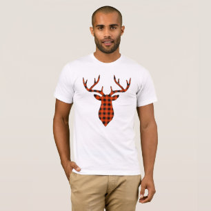 Cute julklappar Reindeer Buffalo Plaid Hjort T Shirt