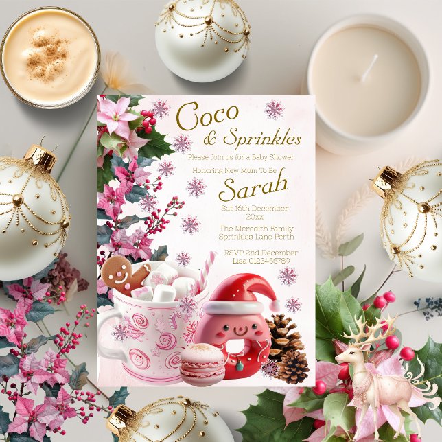 Cute Julkokos och Sprinkles Baby Shower Inbjudningar (Skapare uppladdad)