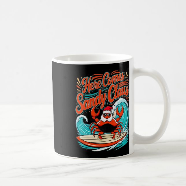 Cute julkrab Pun Santa Hat Kaffemugg (Höger)